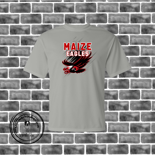 MIS- Maize Eagles with Flying Eagle Performance Dri-Fit Silver Tee for Youth and Adults