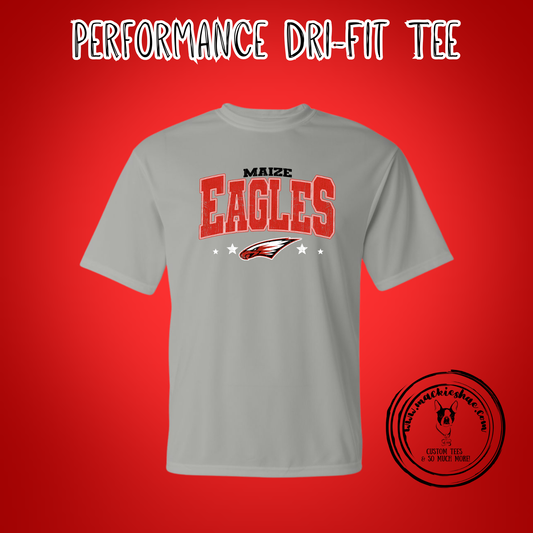 MIS- Maize Eagles with Power Eagle Stars Silver Performance Dri-Fit Short Sleeve