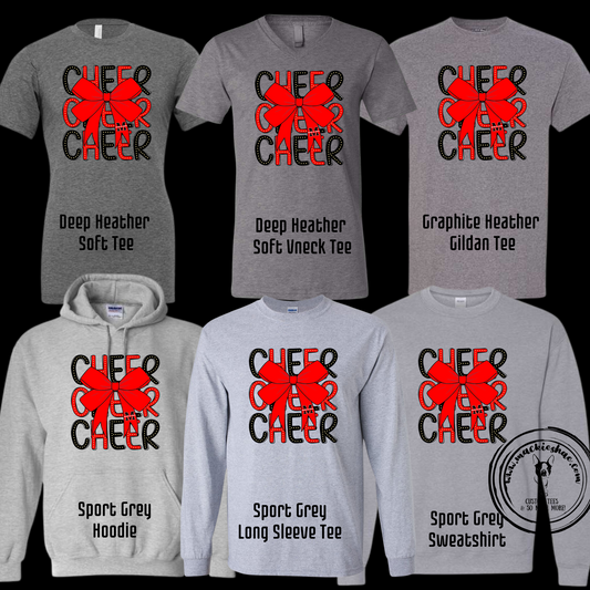 MJC- Cheer Cheer Cheer with Maize Jr Cheer M Logo Bow Grey Gear