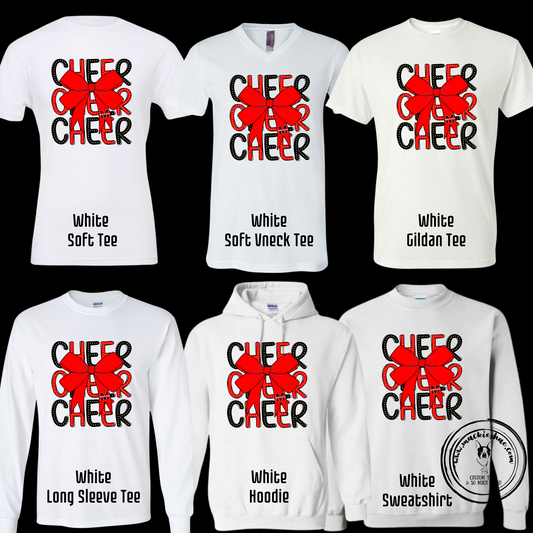 MJC- Cheer Cheer Cheer with Maize Jr Cheer M Logo Bow White Gear
