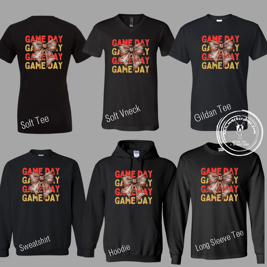 MJC- Game Day with Maize Jr Cheer M Logo Football Bow Black Gear