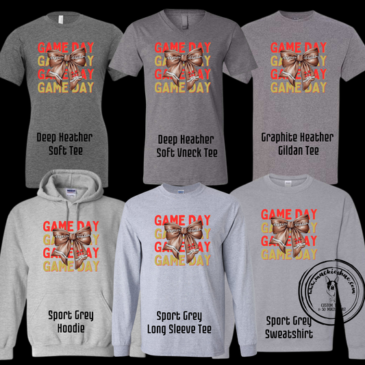 MJC- Game Day with Maize Jr Cheer M Logo Football Bow Grey Gear