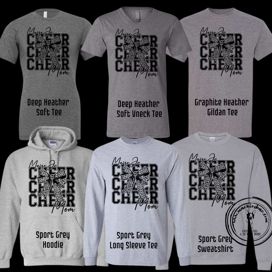 MJC- Maize Jr Cheer Mom Leopard Bow Grey Gear