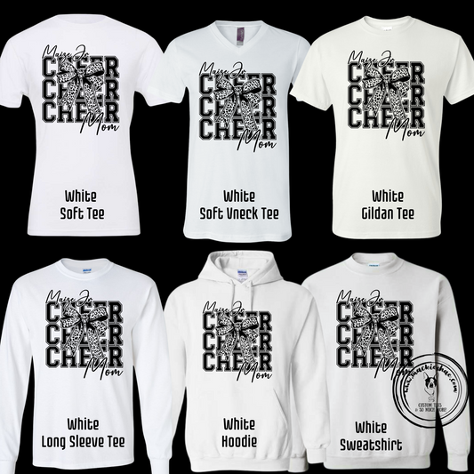 MJC- Maize Jr Cheer Mom Leopard Bow White Gear