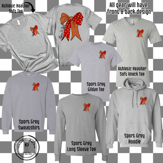 MJC- Maize Jr Cheer Big Bow Grey Gear (front and back design)