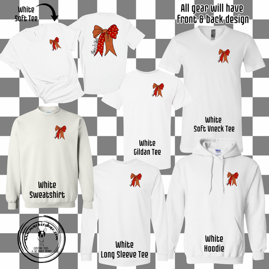 MJC- Maize Jr Cheer Big Bow White Gear (front and back design)