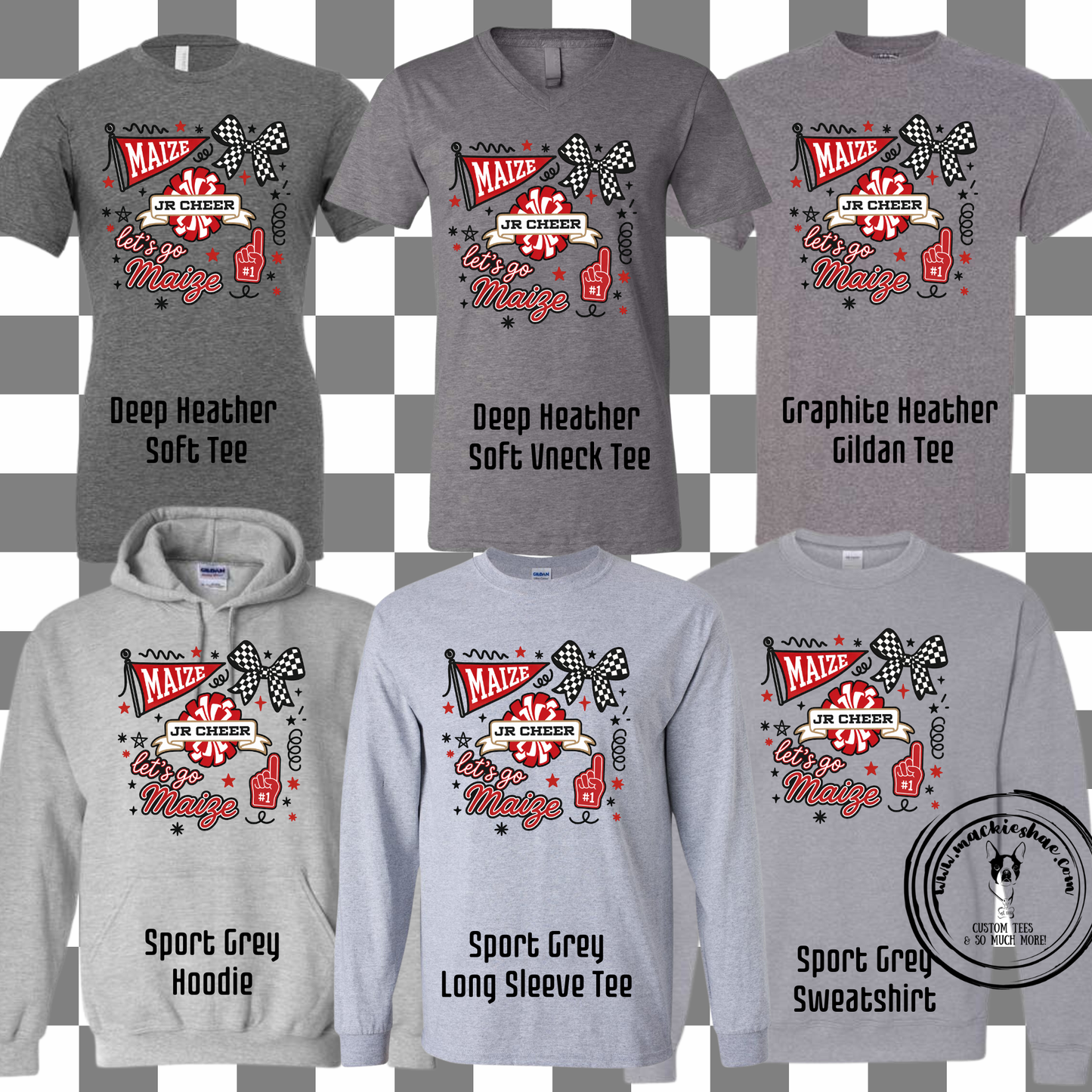 MJC-  Maize Jr Cheer Doodle with Red, Grey Gear