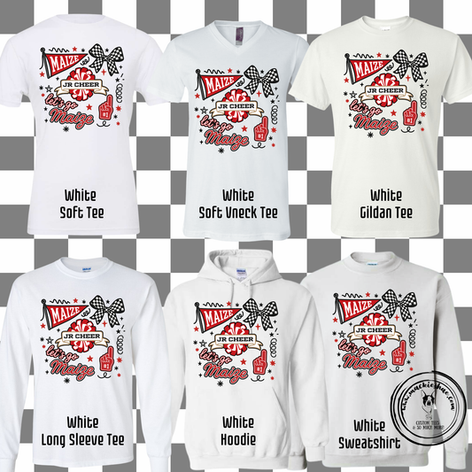 MJC- Maize Jr Cheer Doodle with Red, White Gear