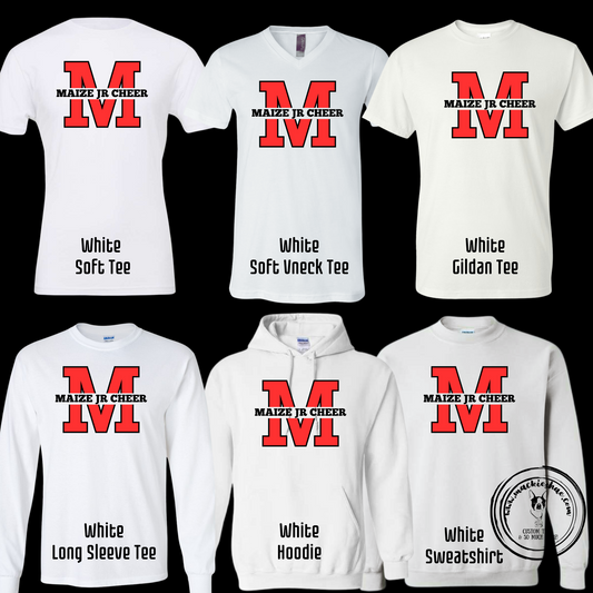 MJC- Maize Jr Cheer M Logo White Gear