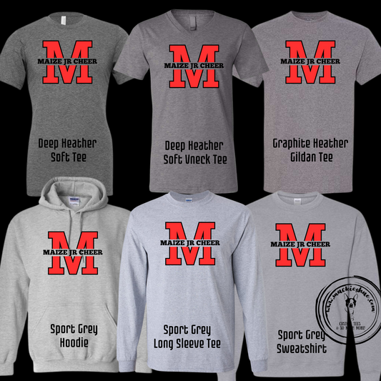 MJC- Maize Jr Cheer M Logo Grey Gear