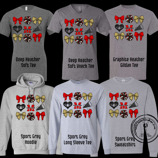 MJC-  Maize Jr Cheer Bows, Poms, Megaphones Grey Gear