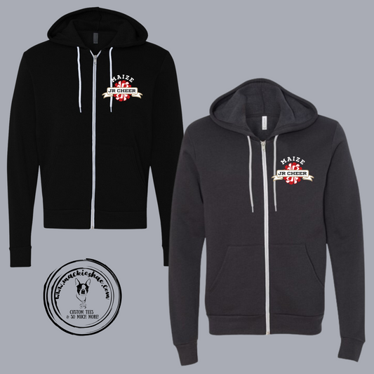 MJC- Maize Jr Cheer Pom Logo Sponge Fleece Full Zip Hoodie