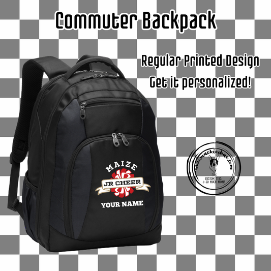 MJC- Maize Jr Cheer Pom Logo Black Commuter Backpack with Regular Design