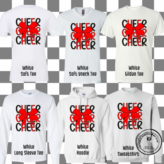 MJC- Cheer Cheer Cheer with Maize Jr Cheer M Logo Bow White Gear