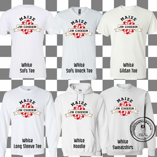 MJC- Maize Jr Cheer Pom Logo White Gear