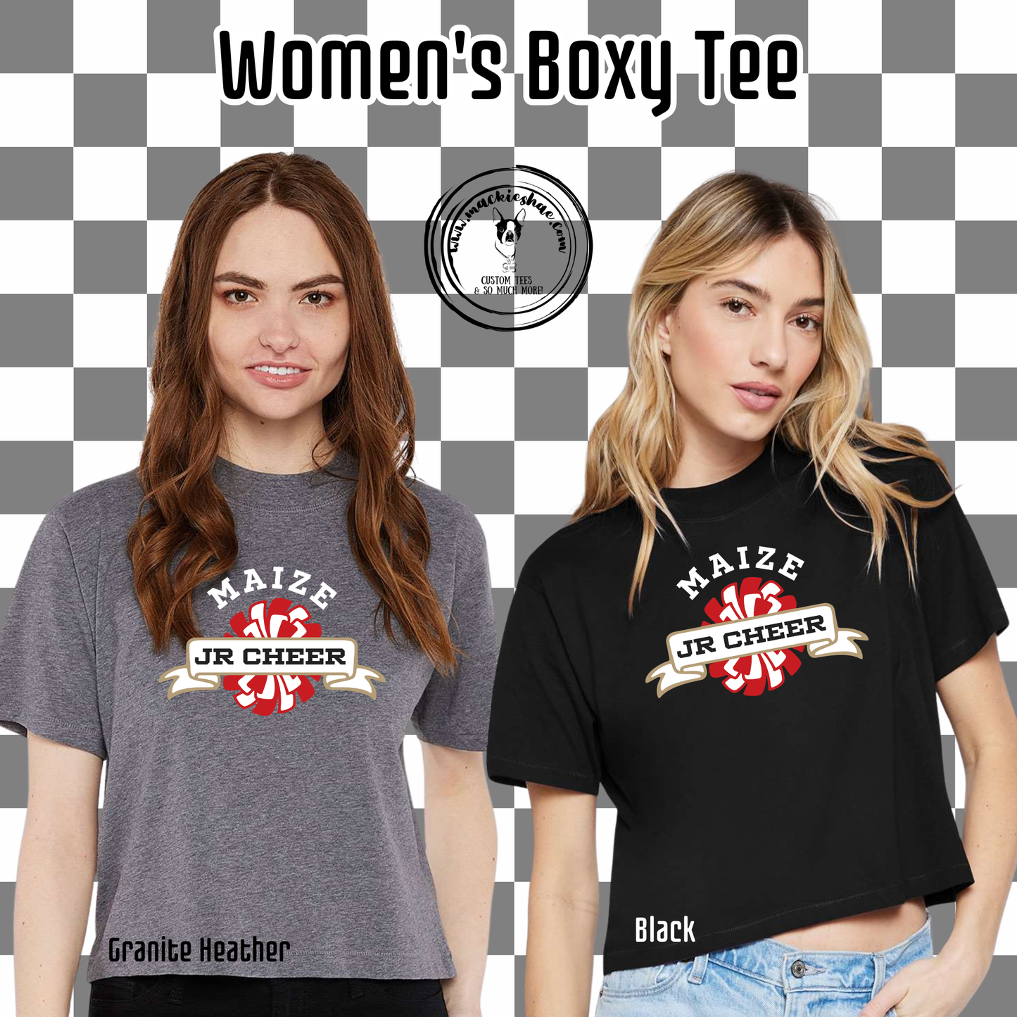 MJC- Maize Jr Cheer Pom Logo Women's Boxy Tee