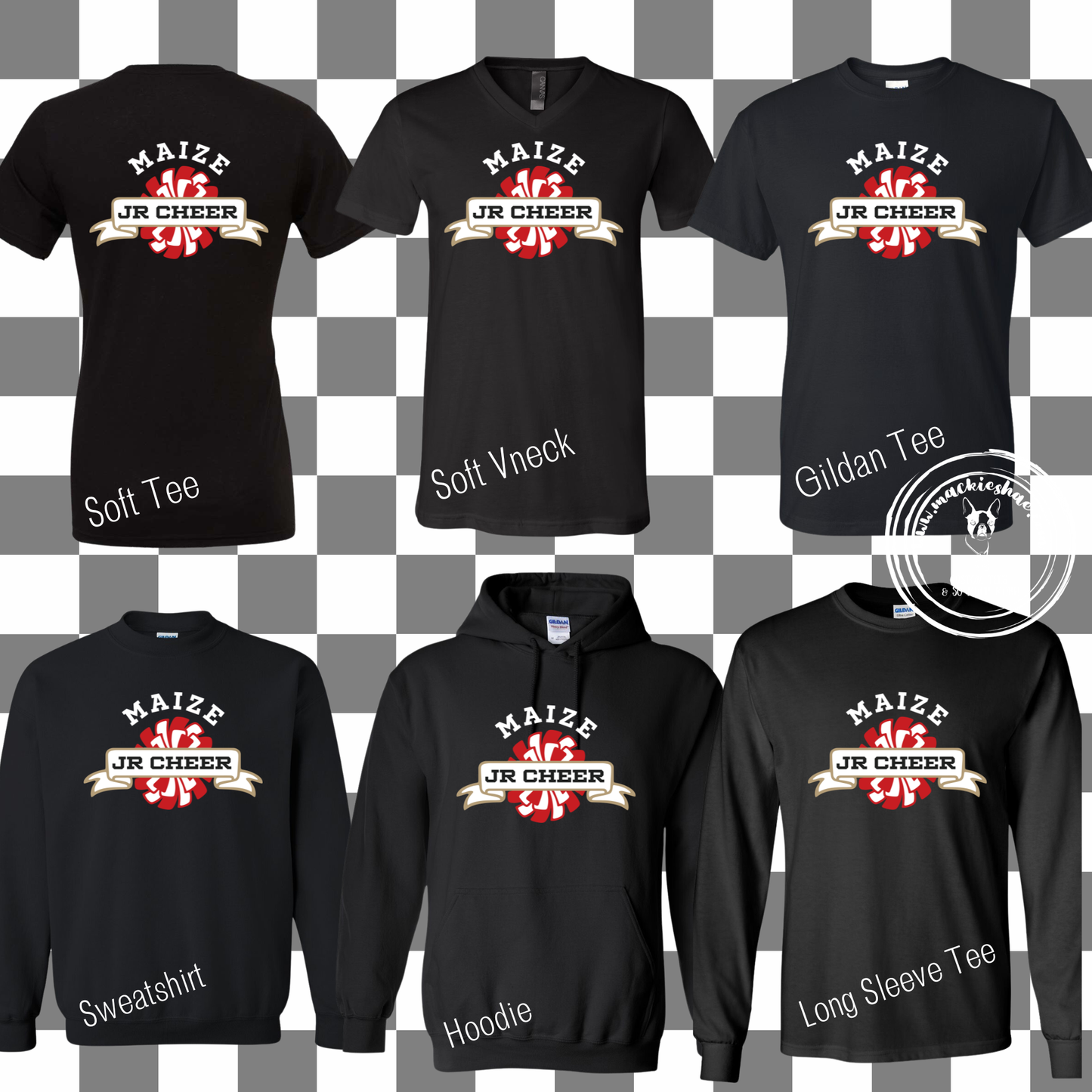 MJC- Maize Jr Cheer Pom Logo Black Gear