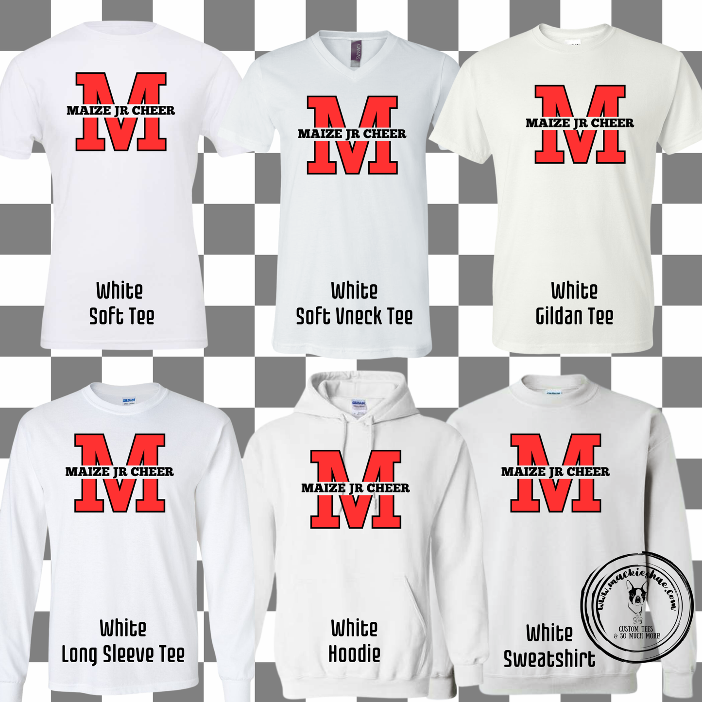 MJC- Maize Jr Cheer M Logo White Gear
