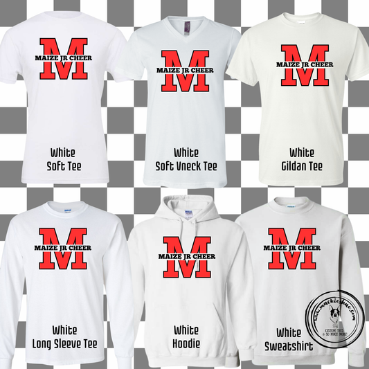 MJC- Maize Jr Cheer M Logo White Gear