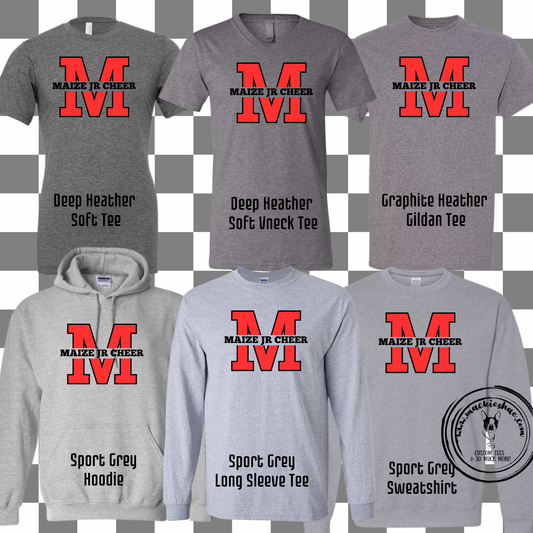 MJC- Maize Jr Cheer M Logo Grey Gear