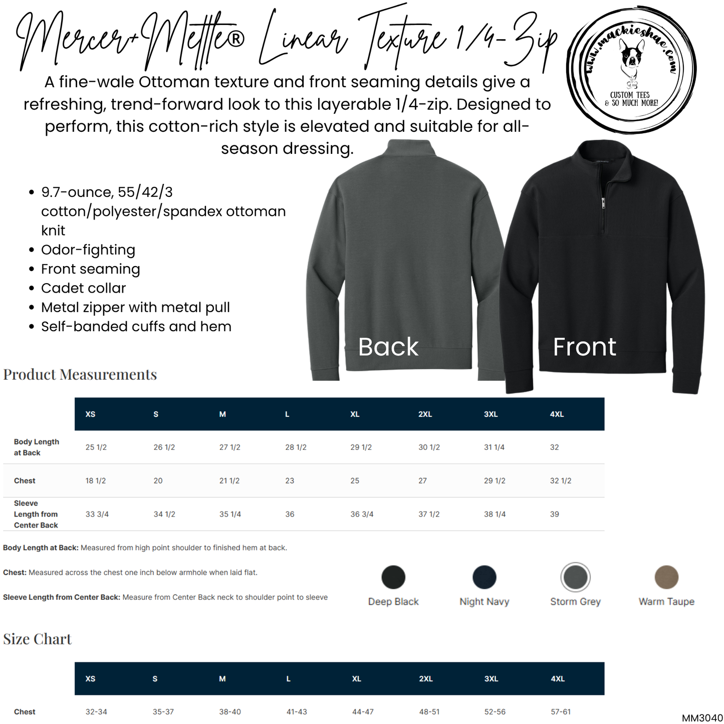 266- Maize M Star Logo Embroidered Linear Texture 1/4 Zip