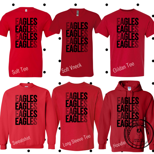 MMS- Eagles Faded Stacked Red Gear