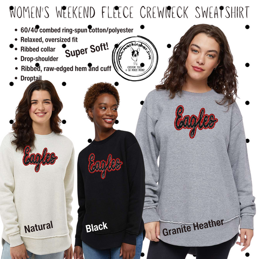 MMS- Eagles Faux Sequin Women's Weekend Fleece Crewneck Sweatshirt