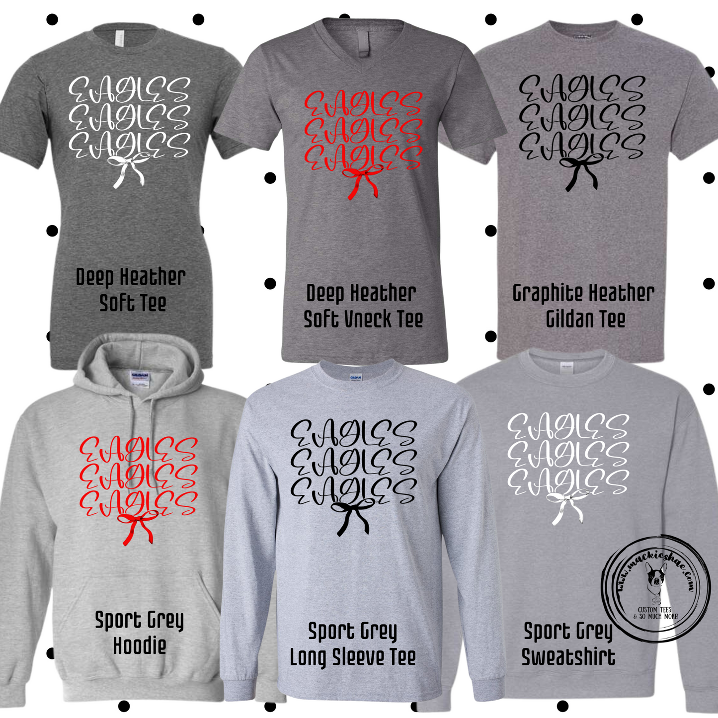 MMS- Eagles Stacked Bow Grey Gear