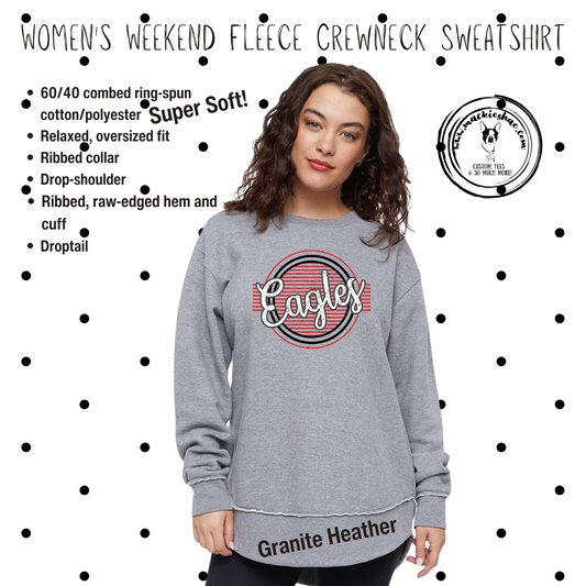 MMS- Eagles Line Circle Women's Granite Heather Weekend Fleece Crewneck Sweatshirt