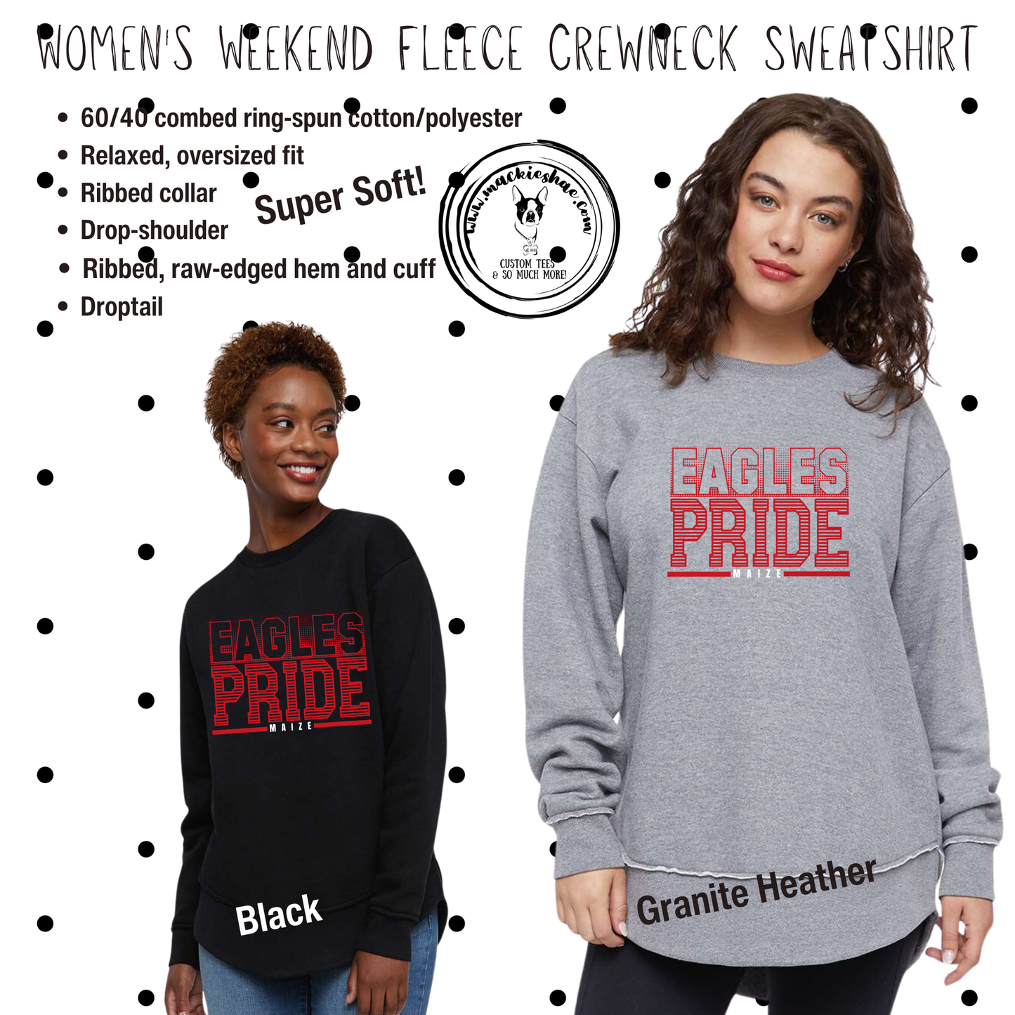 MMS- Eagles Pride Maize Women's Weekend Fleece Crewneck Sweatshirt