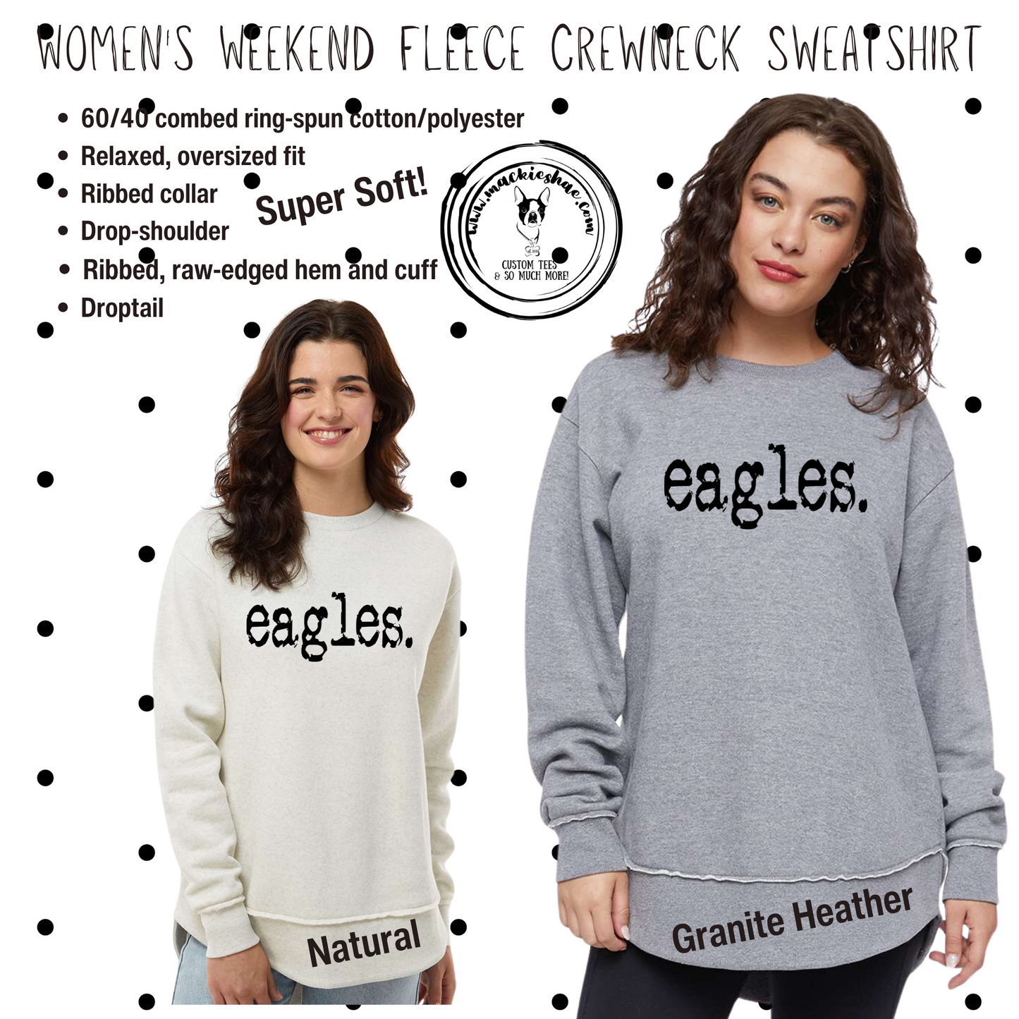 MMS- Eagles Typography Women's Weekend Fleece Crewneck Sweatshirt