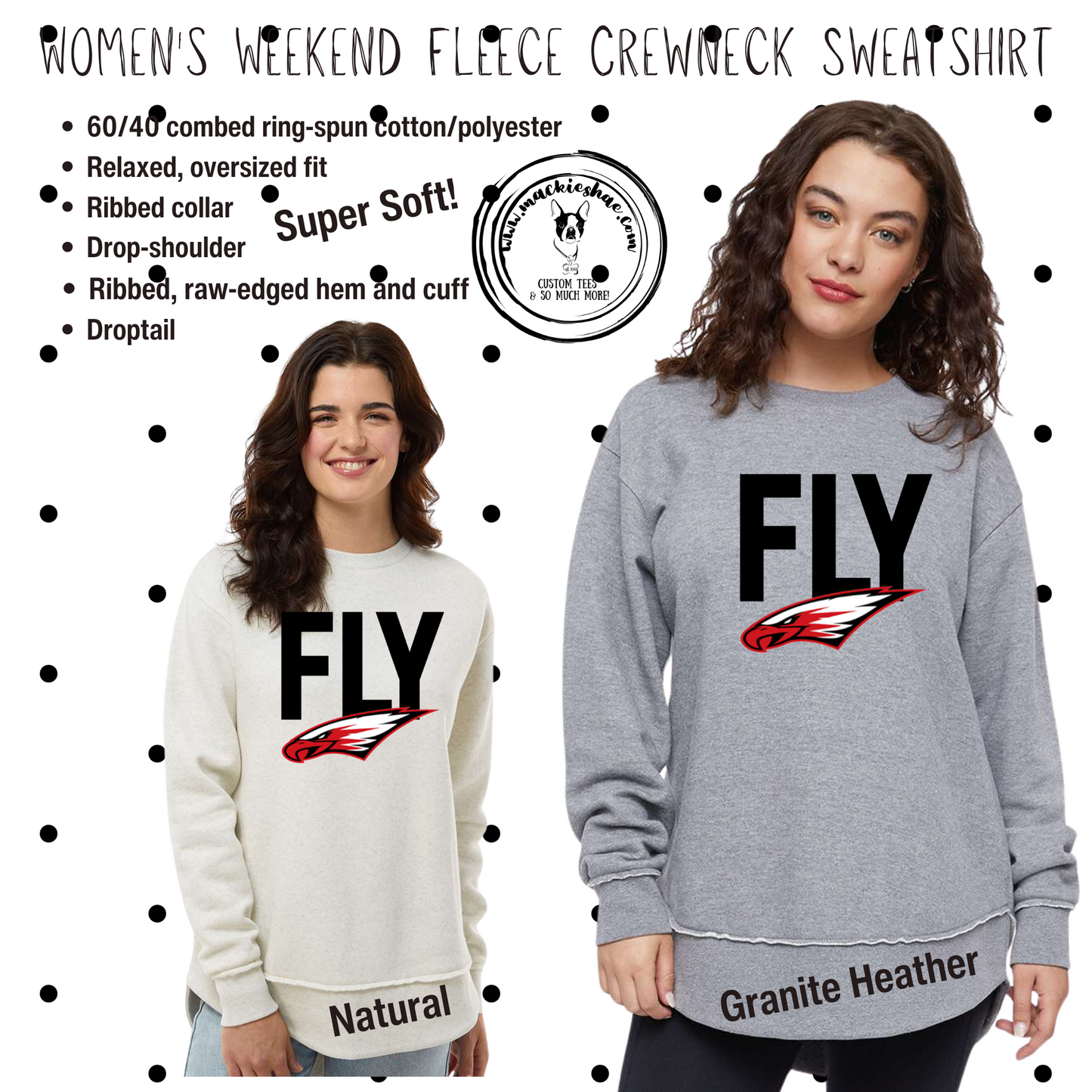 MMS- Fly with Power Eagle Women's Weekend Fleece Crewneck Sweatshirt