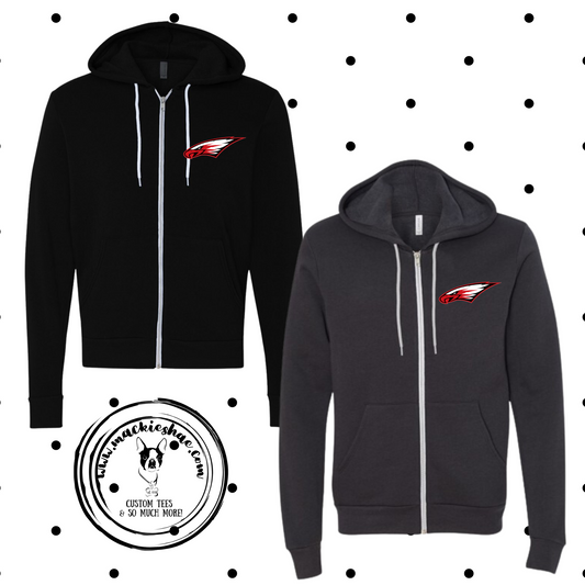 MIS- Eagle Pocket Bella Sponge Fleece Full Zip Hoodie for Youth and Adults