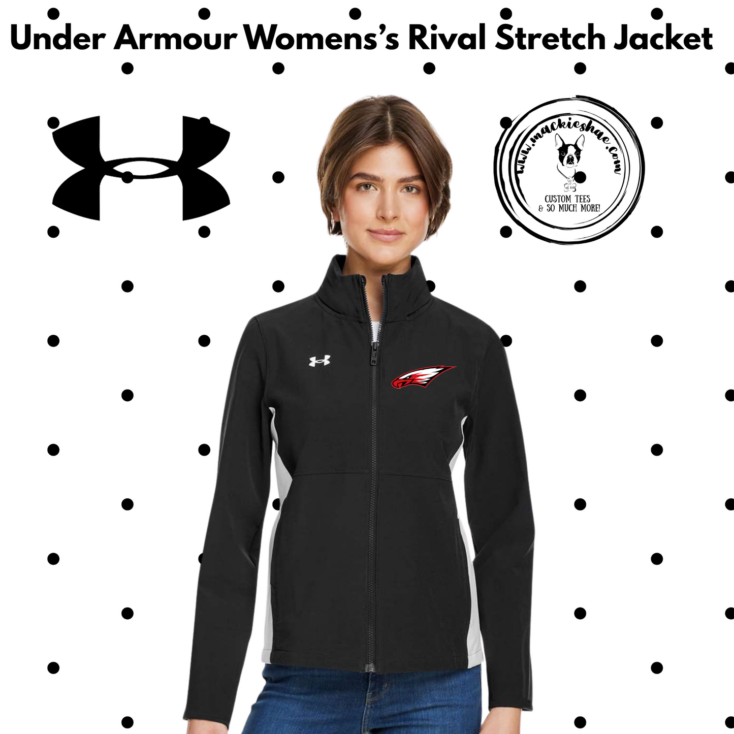 MMS- Eagle Under Armour Women's Black/White Rival Stretch Jacket