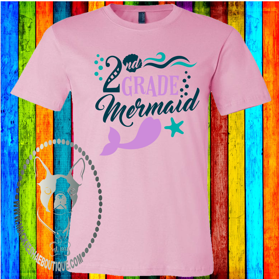 2nd Grade Mermaid (Get any Grade) Custom Shirt for Kids and Adults, Soft Short Sleeve