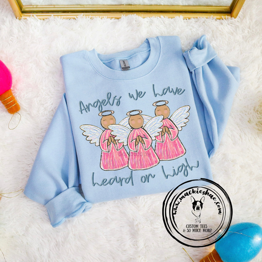 Angels We Have Heard on High Light Blue Custom Shirt, Sweatshirt
