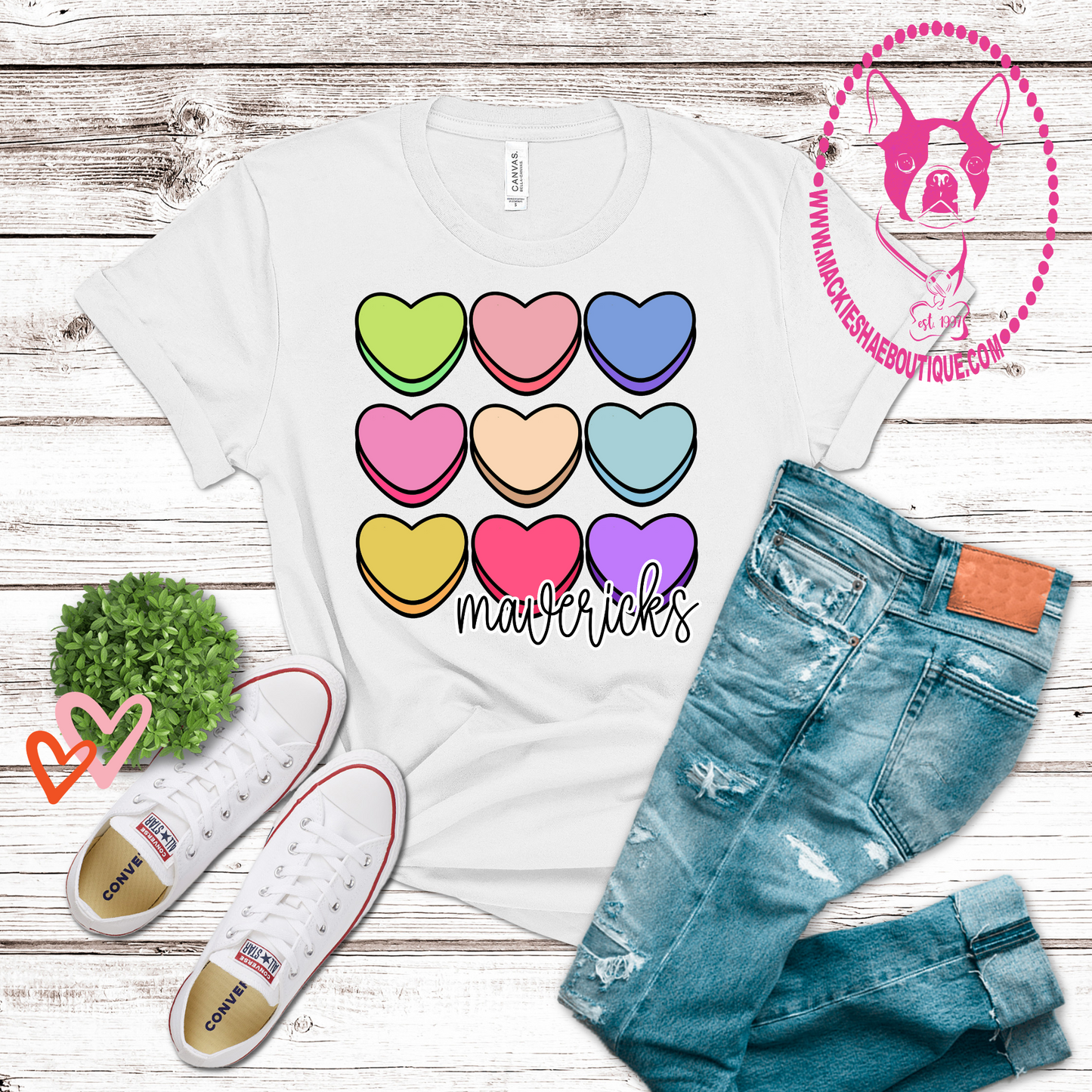 Candy Hearts Mavericks Custom Shirt for Kids and Adults, Soft Tees and Crewneck Sweatshirts
