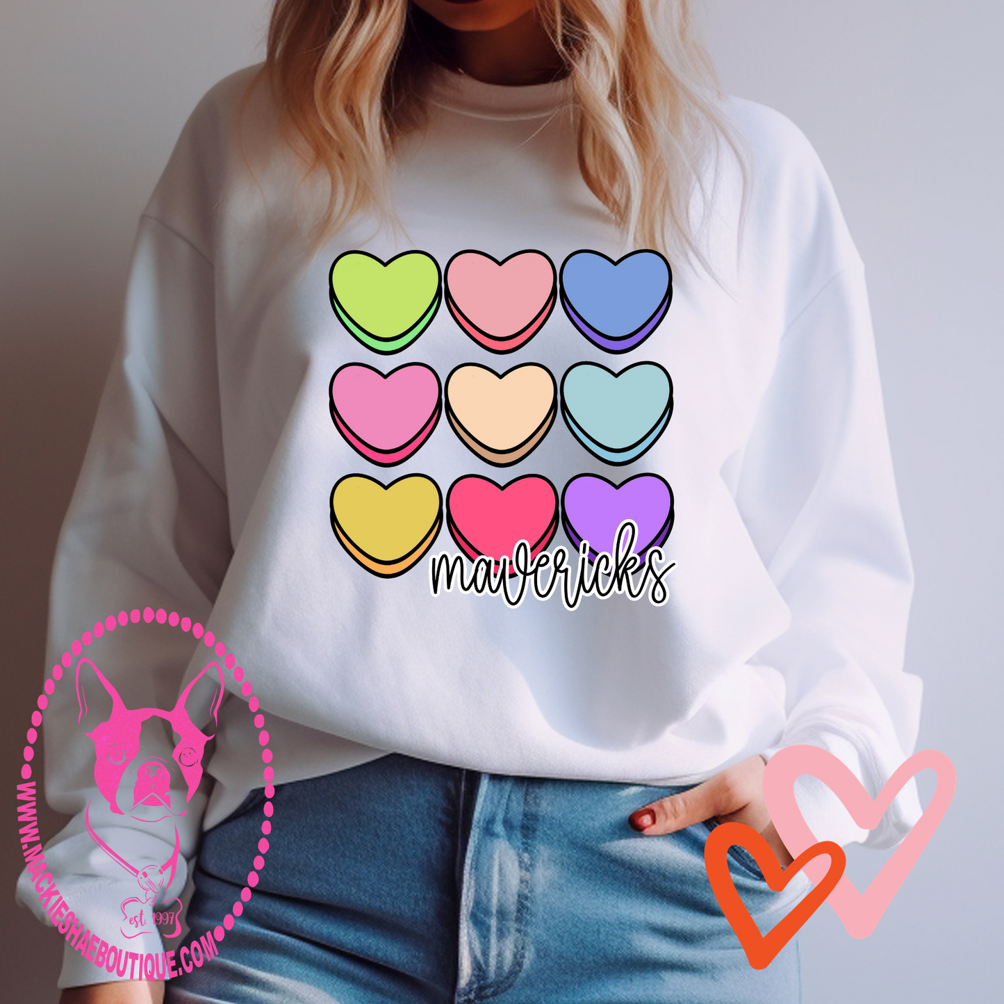 Candy Hearts Mavericks Custom Shirt for Kids and Adults, Soft Tees and Crewneck Sweatshirts