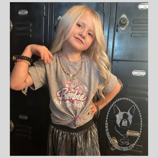 Come on Barbie Let's Go Party Custom Shirt for Kids, Short Sleeve