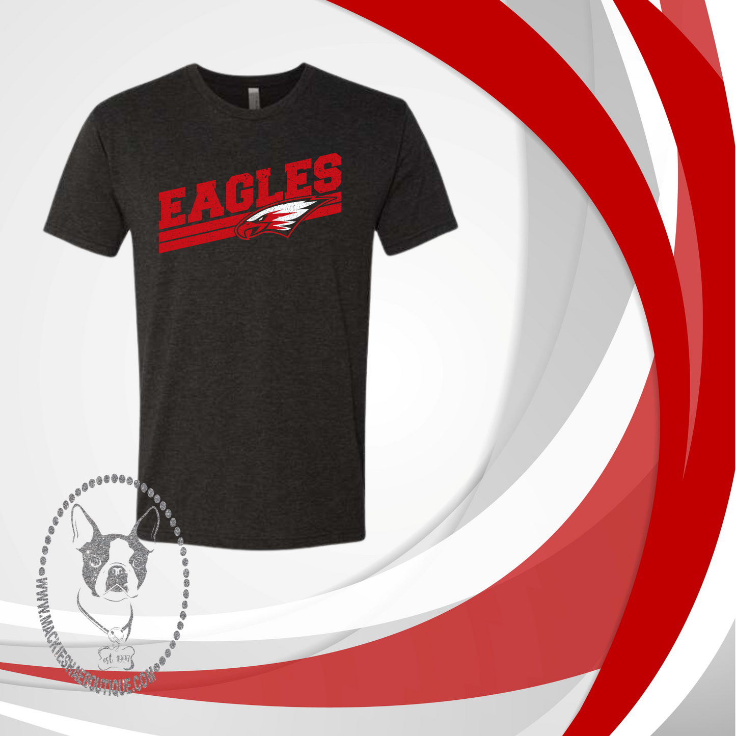 MMS PTO-Eagles Stripes Power Eagle Soft Triblend Tee for Youth and Adults