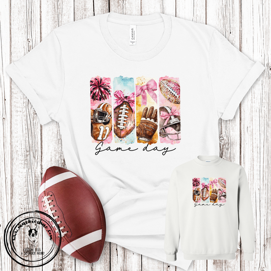 Football Game Day Custom Shirt for Kids and Adults, Soft Tees and Crewneck Sweatshirt