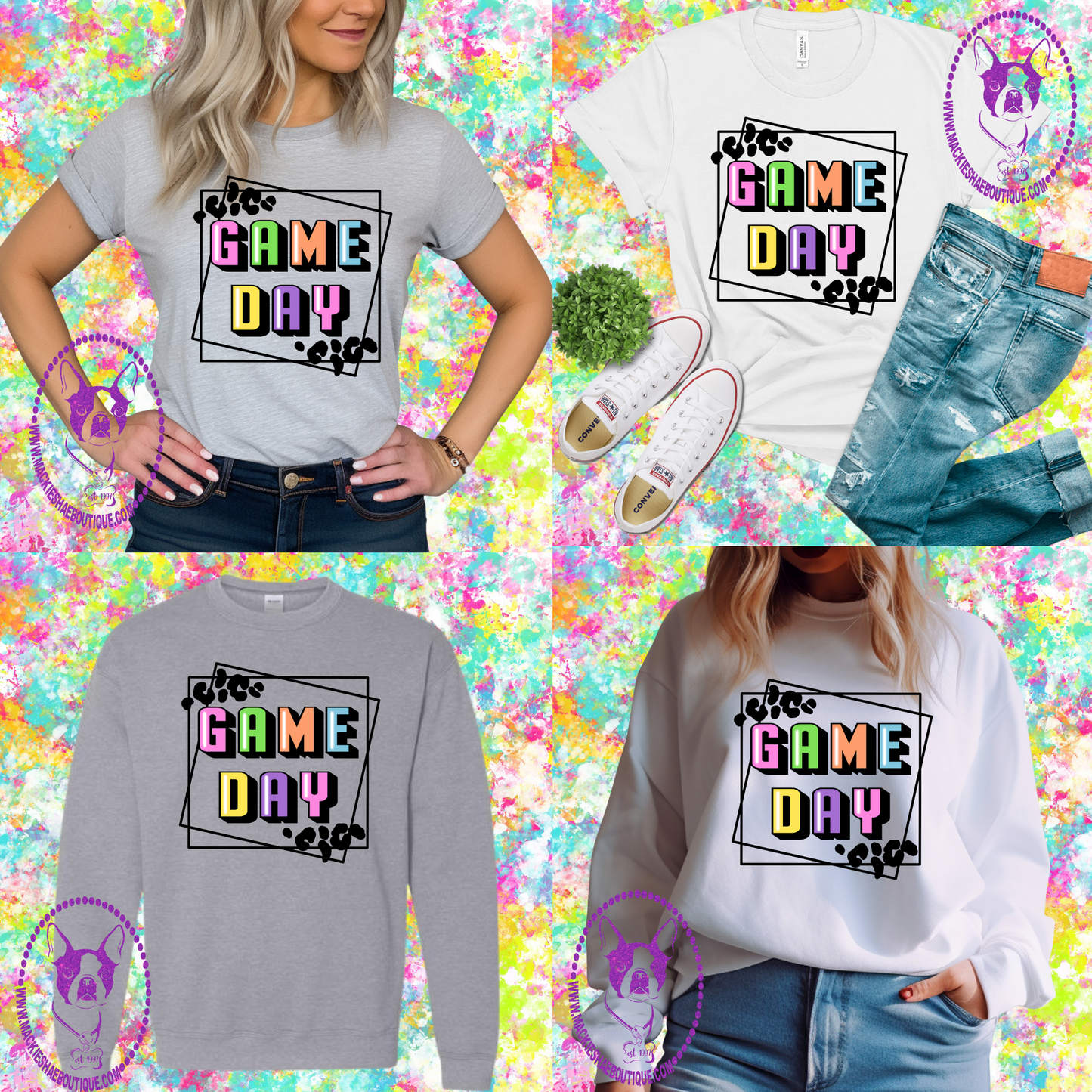 Game Day Neon Custom Shirt for Youth and Adults, Soft Tees and Crewneck Sweatshirts