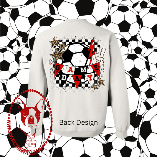 Game Day Banner Soccer Custom Shirt for kids and adults, White Crewneck Sweatshirt