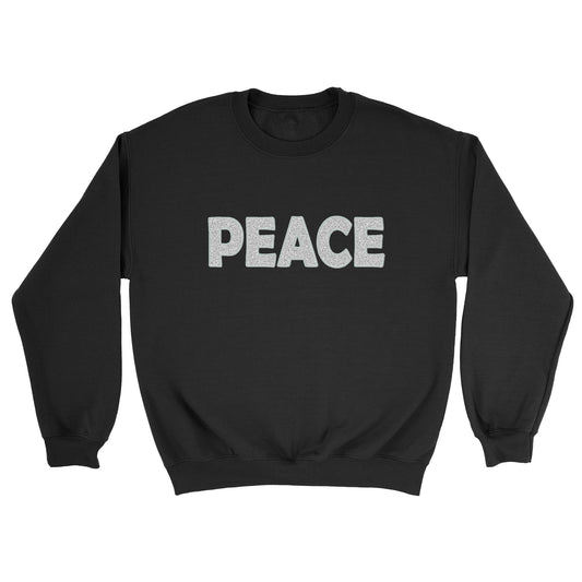 Believe and Peace GLITTER Applique Embroidered Blended Crewneck Sweatshirt