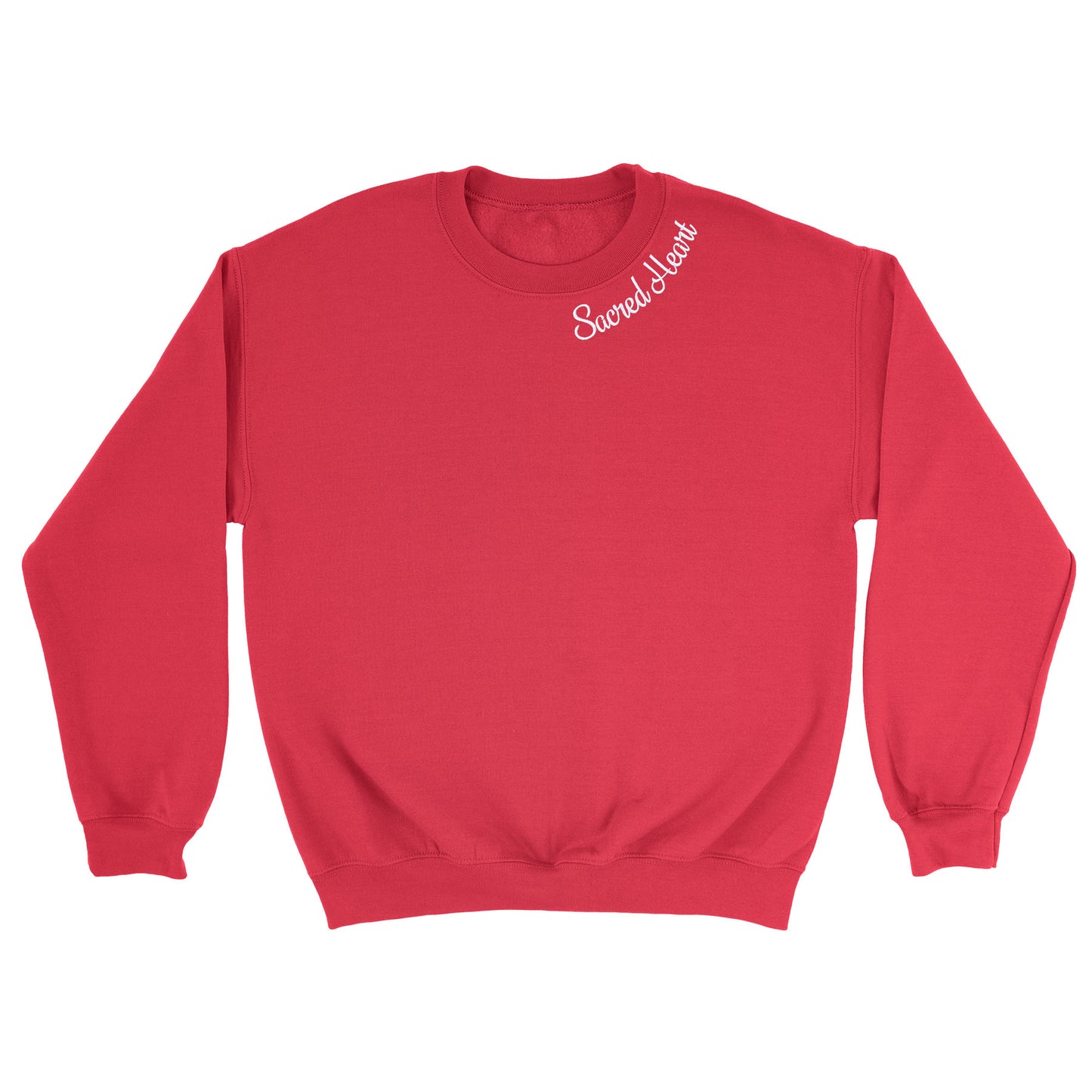 Sacred Heart Neckline Embroidered Blend Crewneck Sweatshirt