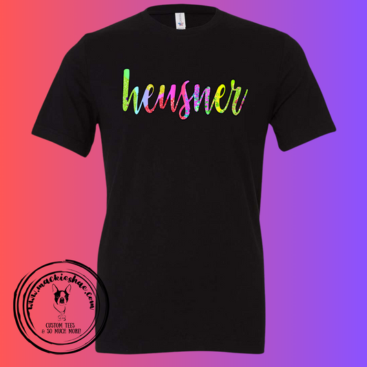 Heusner Neon Custom Shirt for Kids and Adults, Soft Tees (Get this made for any name or school)