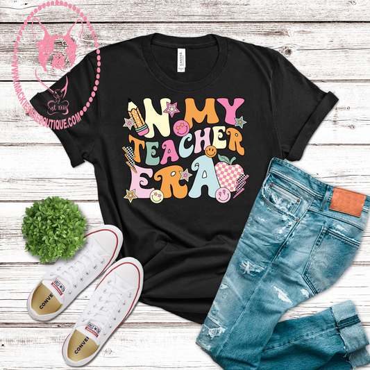 In My Teacher Era Custom Shirt for Adults, Black Soft Short Sleeve