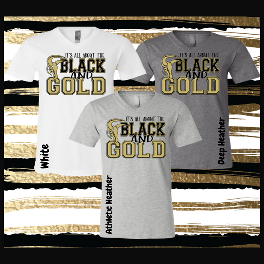 Mavs- It's All About the Black & Gold Soft VNECK Tee for Adults***RETIRING DESIGN