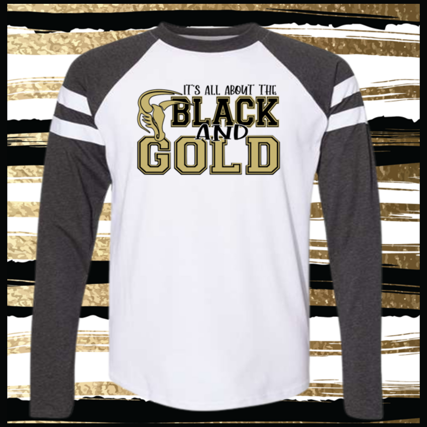 Mavs- It's All About the Black & Gold, Fine Jersey Mash Up Long Sleeve Tee (Adult Sizes)