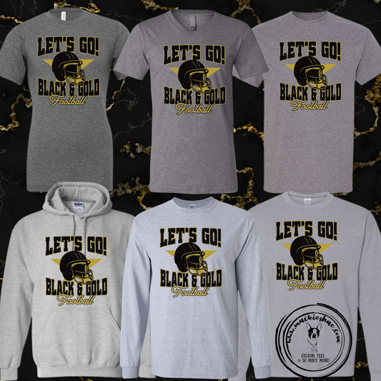 Mavs- Let's Go Black & Gold Football Grey Gear